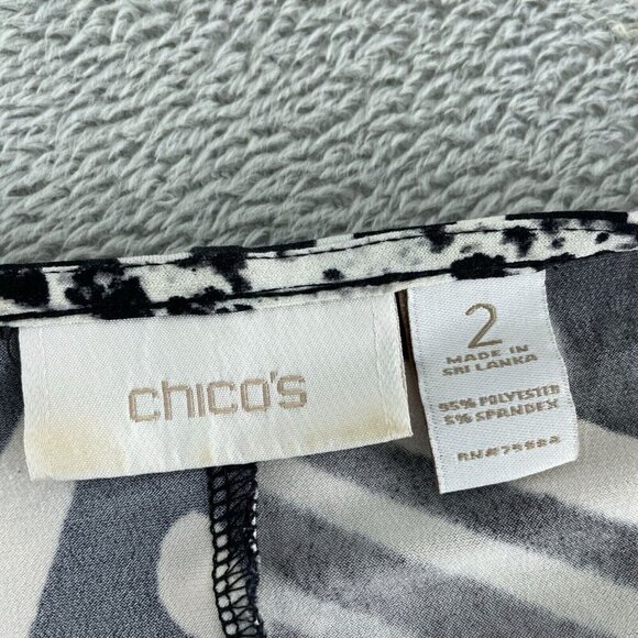 Chicos Womens Black & White Abstract Print Wrap Dress Size 2 (L) 2273 - Picture 3 of 8